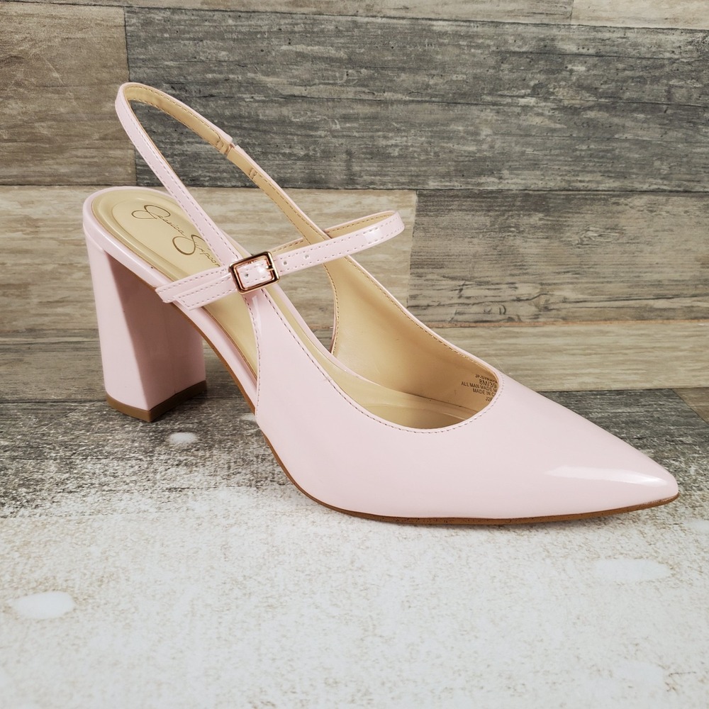 Jessica Simpson Syraya Womens Pumps Sz 8 M Pastel Pink Patent Leather Slingback